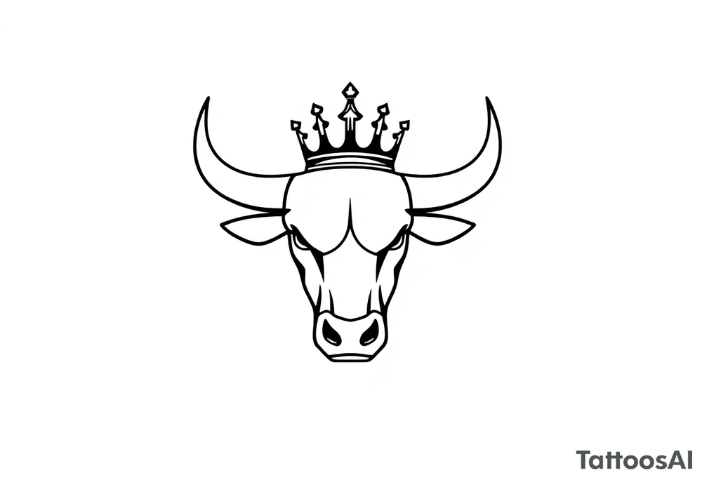 Bull symbol with crown tattoo idea