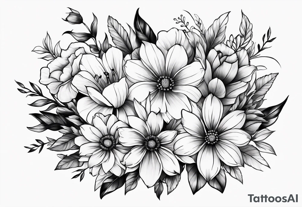 Collarbone tattoo of bright colorful flowers tattoo idea