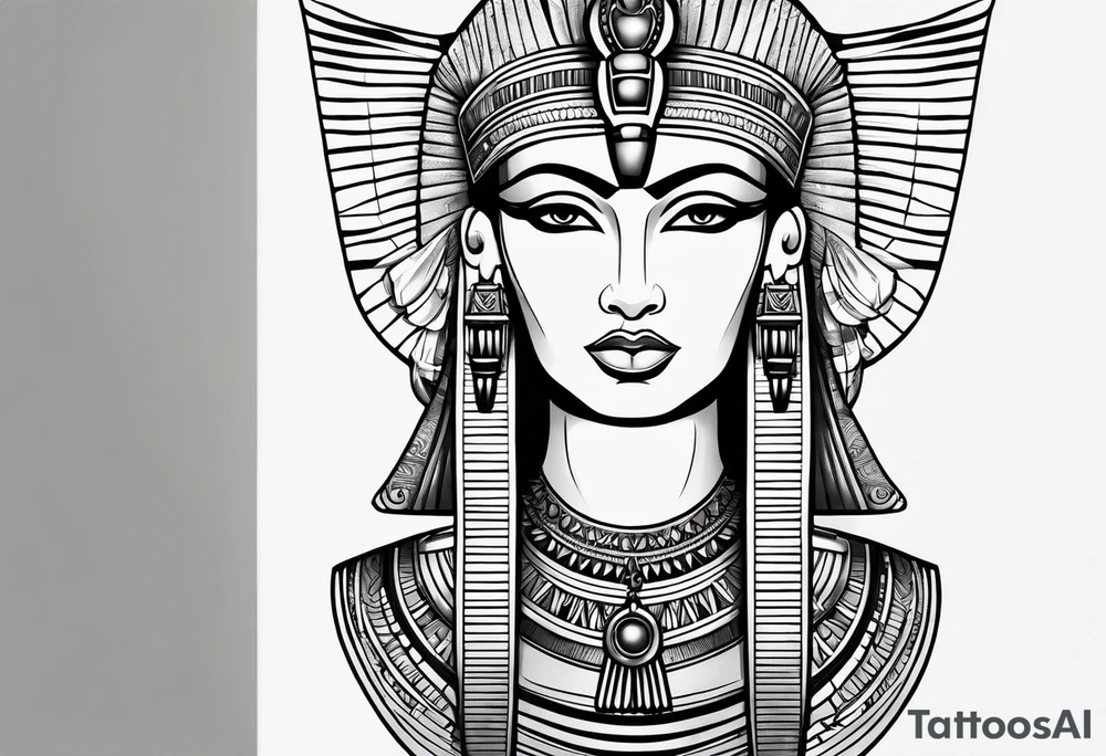 black and white Egyptian goddess Isis tattoo idea