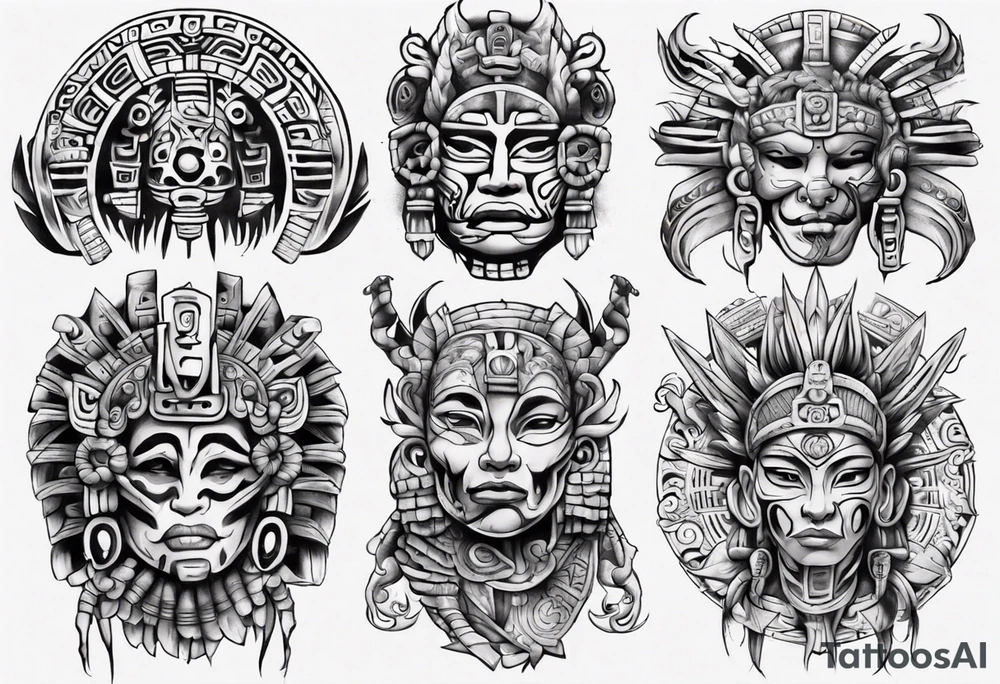 Mayan back pieces tattoo idea