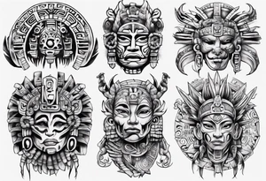 Mayan back pieces tattoo idea