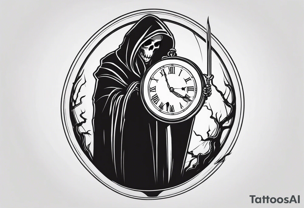 Grim reaper with a pocket watch tattoo idea