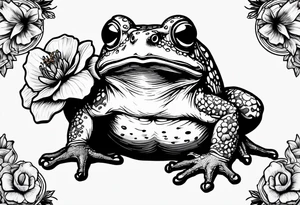 Toad holding flowers to go on a date tattoo idea