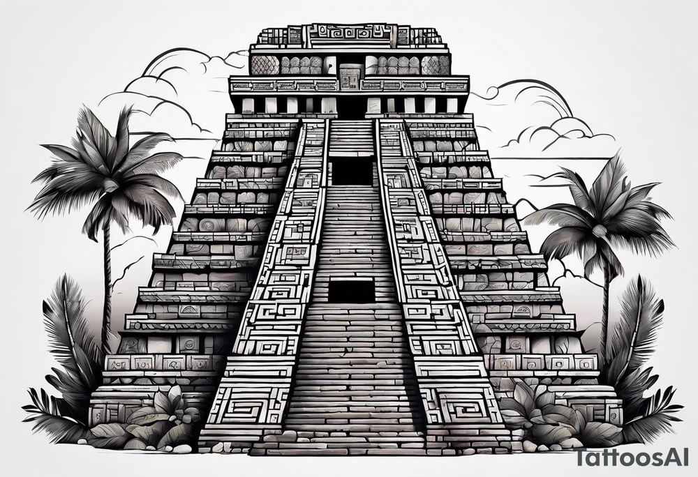 Mayan building tattoo idea