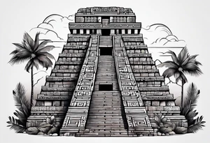Mayan building tattoo idea