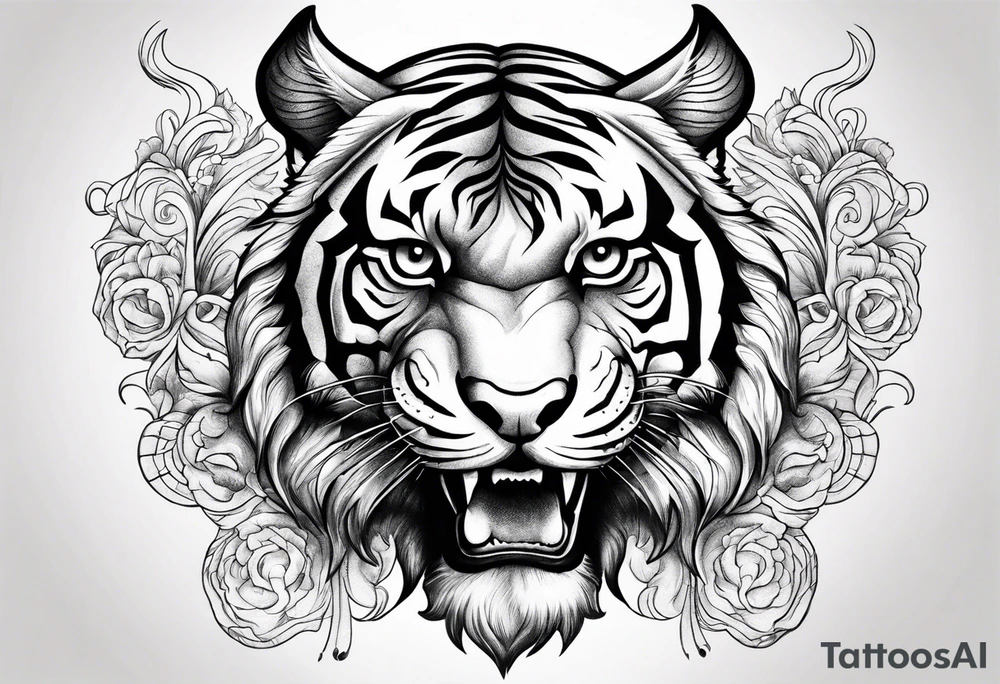 Tiger with a bull tattoo idea