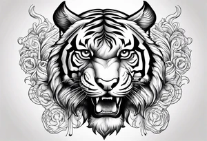 Tiger with a bull tattoo idea