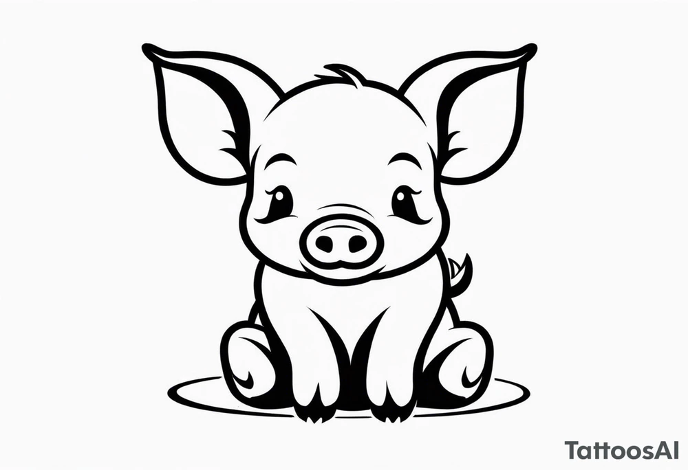 very cute happy piglet.
outline only.
black and white only.
only show the piglet. no extra lines or decoration.
no black shading.
dont make the ears too big.
draw very thin lines

should look like a tattoo that will only take 15 minutes to draw tattoo idea