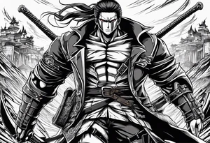 attack on titan animetry style with odm gear tattoo idea