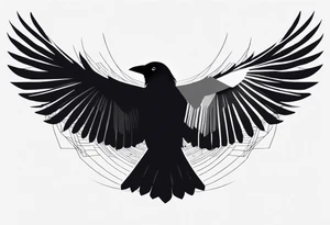 silhouette of a crow with half open wings
every line must be straight tattoo idea