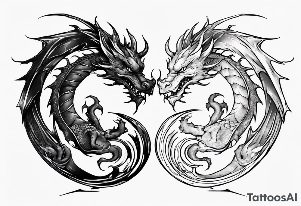 two dragons meeting to make a yin yang tattoo idea