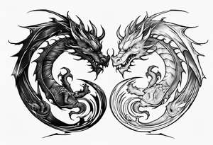 two dragons meeting to make a yin yang tattoo idea