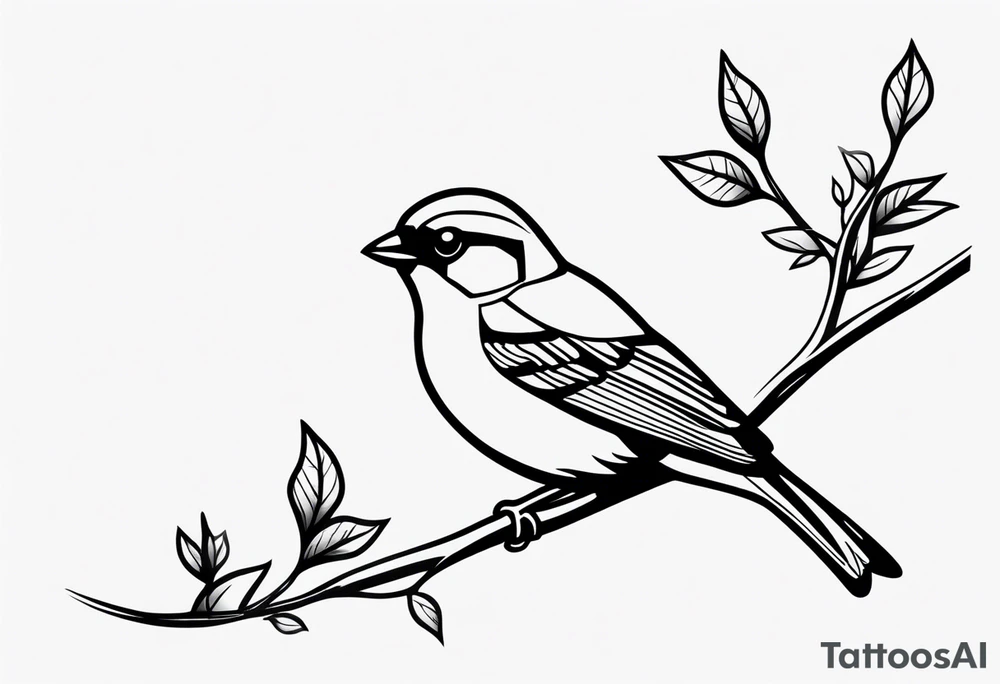 a tree branch and sparrow tattoo idea