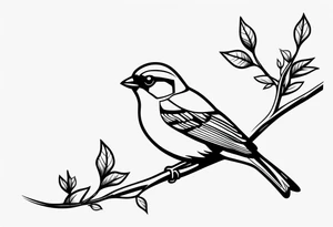 a tree branch and sparrow tattoo idea