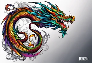 Colourful dragon tattoo idea
