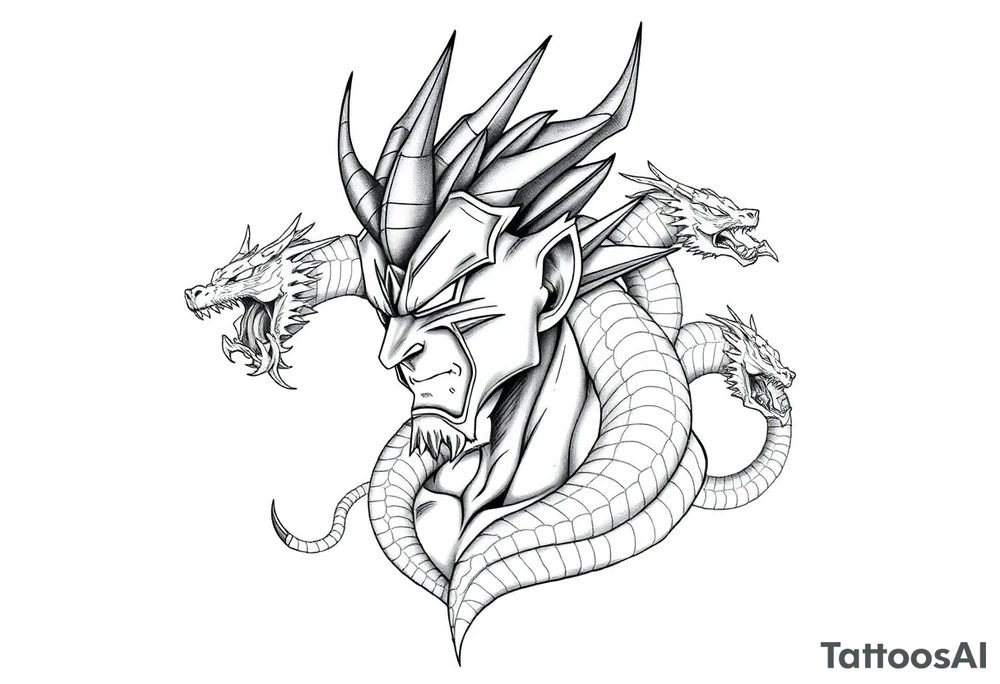 Omega shenron with 7 dragon balls tattoo idea