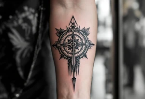 steampunk half compass half clock with a long native American arrow pointing at my wrist and saying "Isaiah 40:31" tattoo idea