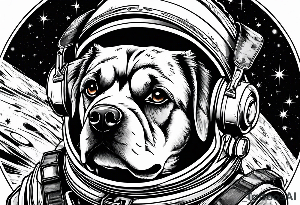 dog floating in space tattoo idea