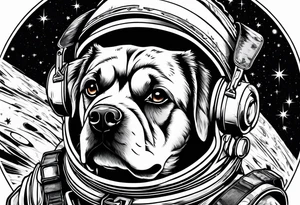 dog floating in space tattoo idea