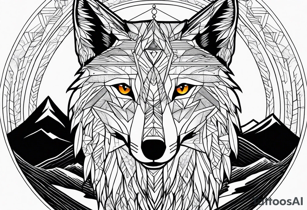 Mountains, wolf eyes underneath tattoo idea