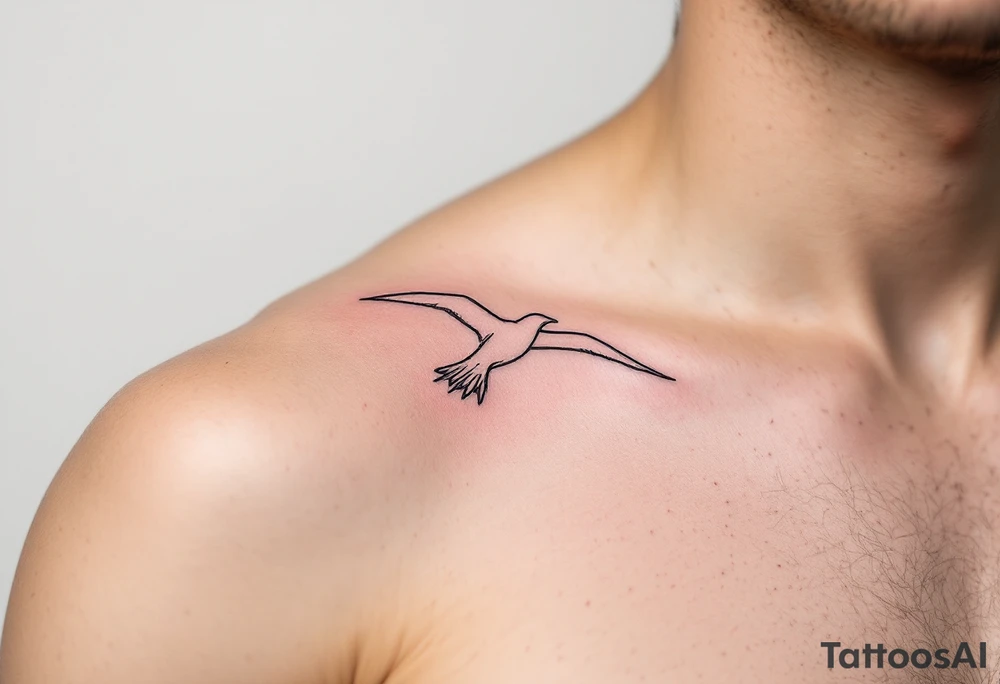 Minimalist Albatross Line Art – A single continuous black line forming the shape of an albatross in flight, ideal for a discreet and elegant design. tattoo idea