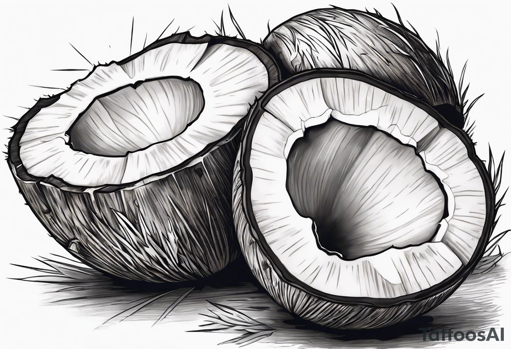 coconut split open tattoo idea