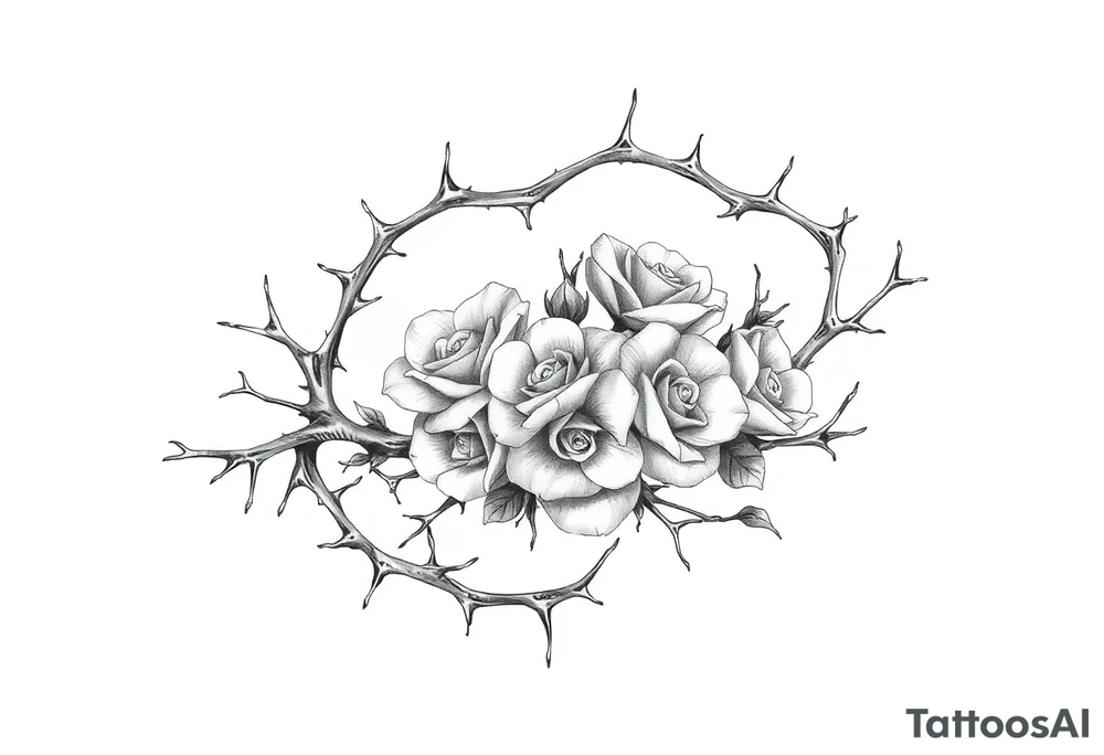 Thorns with small roses tattoo idea