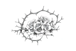 Thorns with small roses tattoo idea