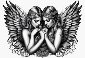 See no evil hear no evil speak no evil with angel wings wrapped around them tattoo idea