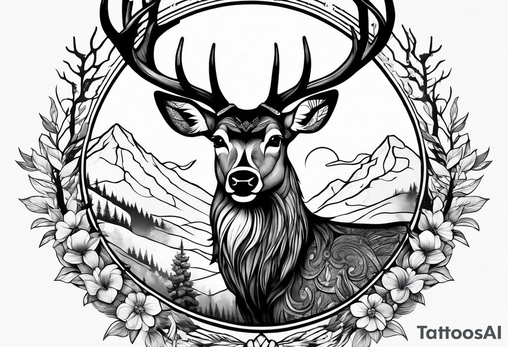 Deer and a crow tattoo idea