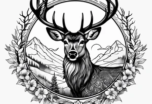 Deer and a crow tattoo idea