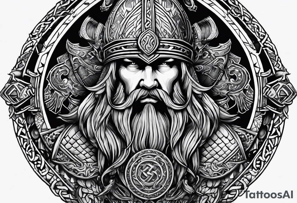 The Viking is standing at the bottom of the stairs to the valhalla. tattoo idea