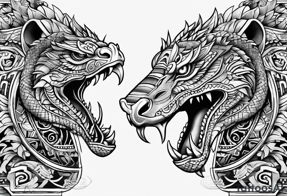 aztec snake sleeve tattoo idea