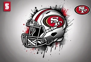 san Francisco 49er logo alone with team color specks of paint splatter tattoo idea