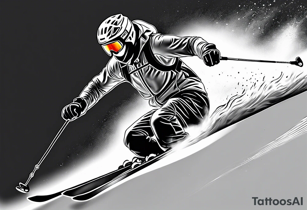 Skier in motion, fine line, more abstract tattoo idea Skier in motion, fine line, more abstract tattoo idea