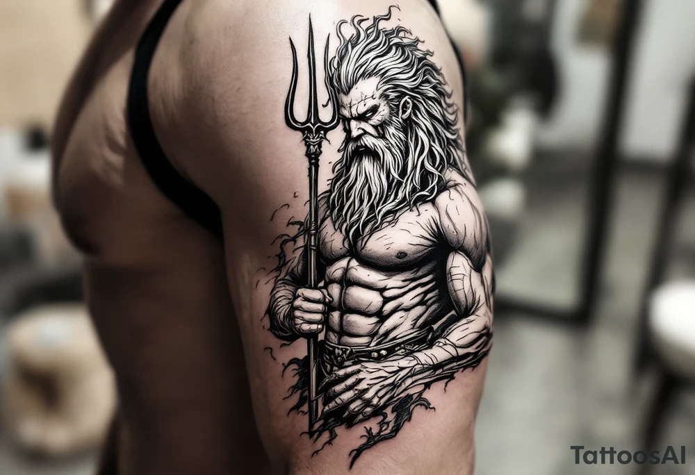 poseidon with trident tattoo idea