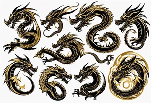 black and gold dragon tattoo idea