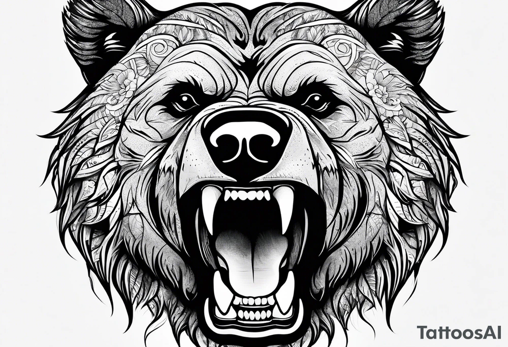 bear showing teeth tattoo idea
