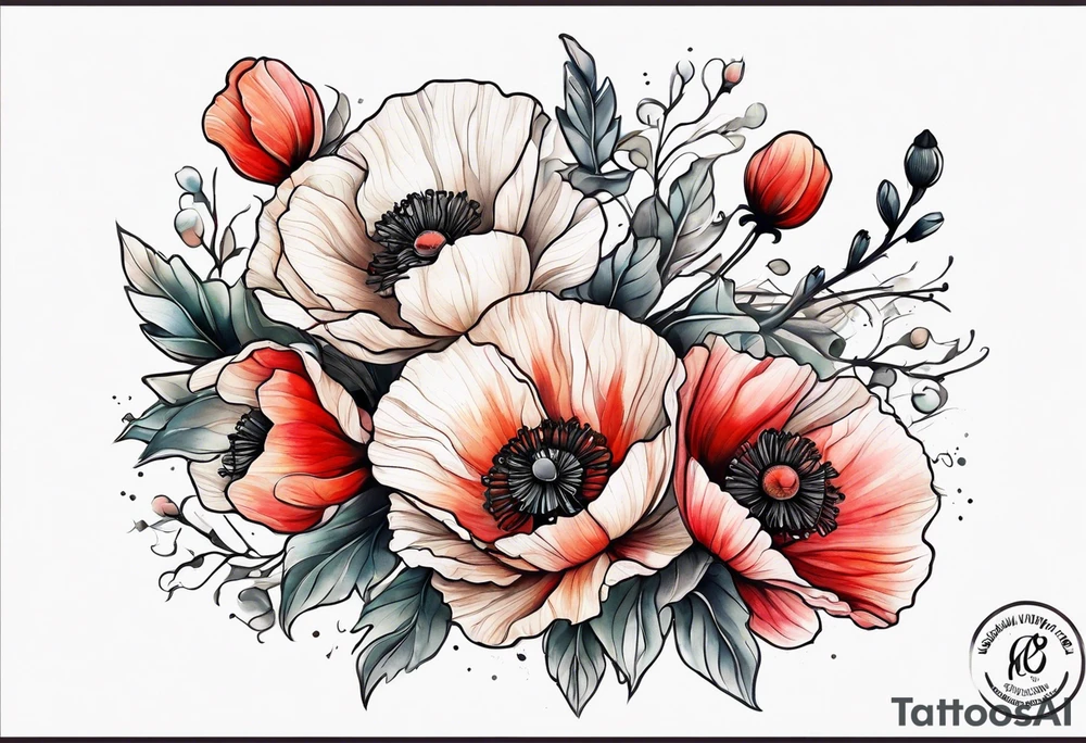 Poppy bouquet tattoo idea