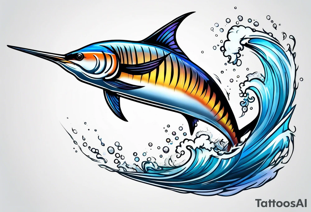 Marlin jumping tattoo idea