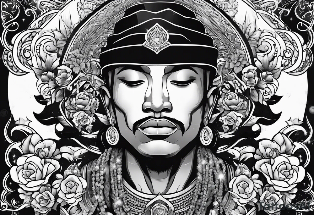 A meditating rap star tattoo idea