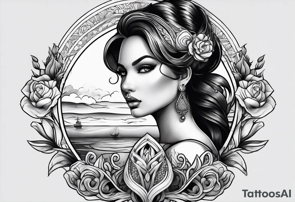 Siren, sexy, powerful, curvy tattoo idea