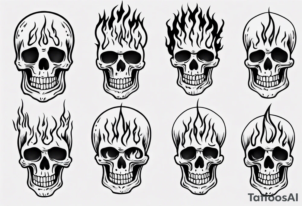 skeleton with flames tattoo idea