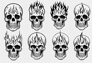 skeleton with flames tattoo idea