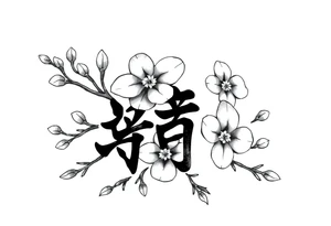 Japanese,sakura,kanji font tattoo idea