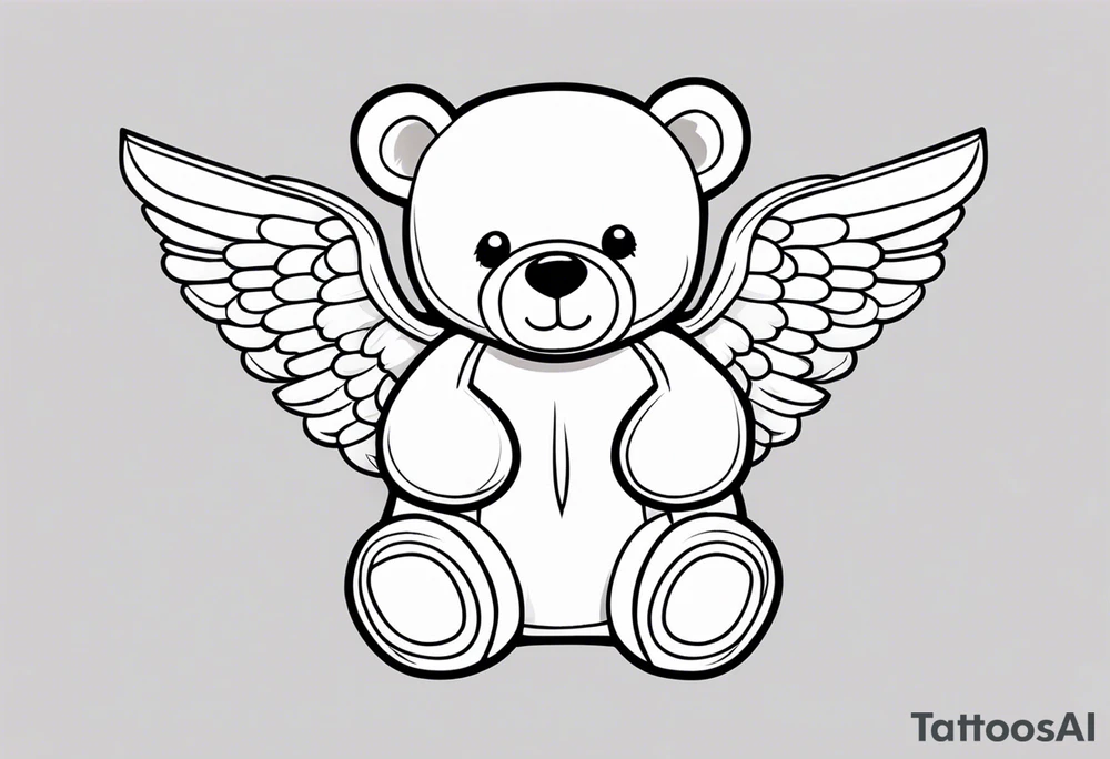 Teddy bear with angel wings tattoo idea