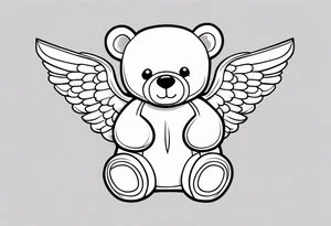 Teddy bear with angel wings tattoo idea