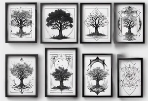 POV under a tree square framed minimalistic tattoo idea