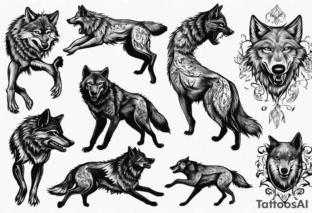 wolves dancing salsa tattoo idea