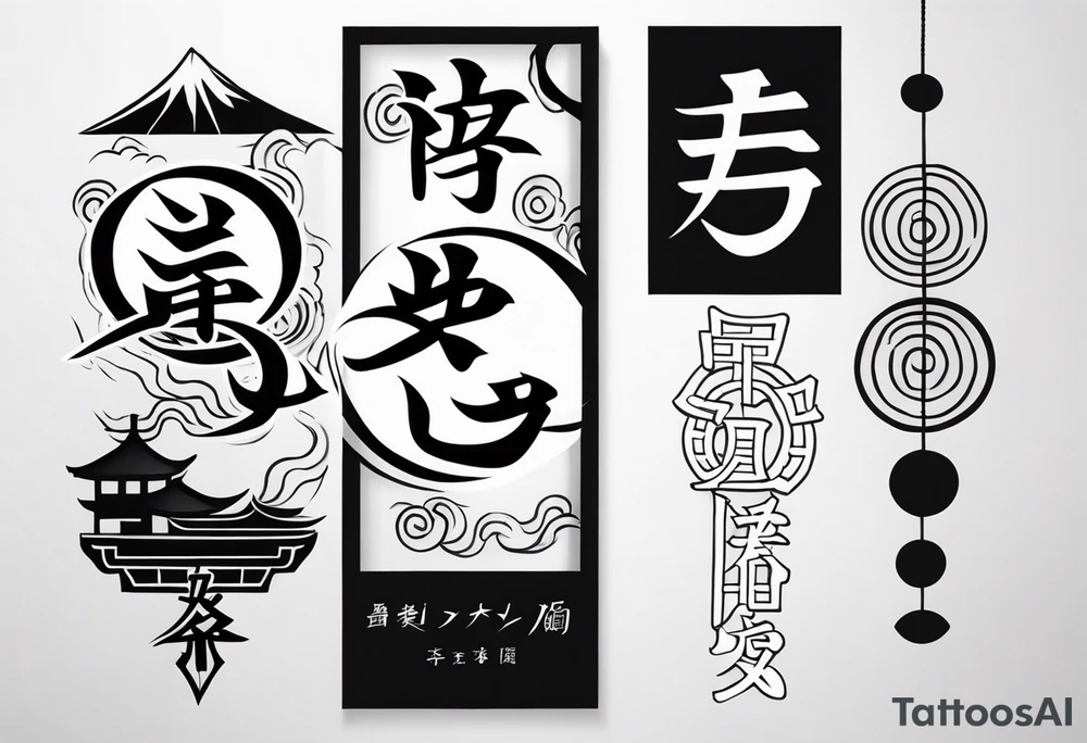 Chinese lettering next to a Japanese  charm tattoo idea